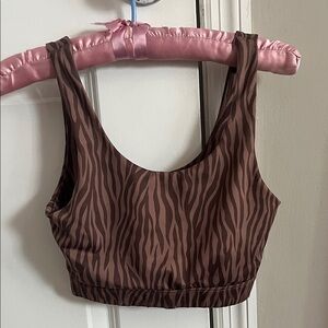wilo Brown Zebra Print Sports Bra